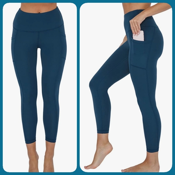🎄3/$15 Yogalicious Lux Dark Teal Tech Pocket Leggings - Picture 3 of 4